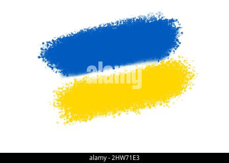 Drapeau ukrainien peint à la main Banque D'Images