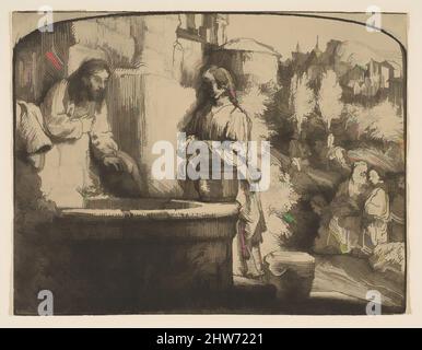 Art inspiré par le Christ et la femme de Samarie : un imprimé voûté, 1658, Etching et point sec, estampes, Rembrandt (Rembrandt van Rijn) (néerlandais, Leiden 1606–1669 Amsterdam, œuvres classiques modernisées par Artotop avec une touche de modernité. Formes, couleur et valeur, impact visuel accrocheur sur l'art émotions par la liberté d'œuvres d'art d'une manière contemporaine. Un message intemporel qui cherche une nouvelle direction créative. Artistes qui se tournent vers le support numérique et créent le NFT Artotop Banque D'Images