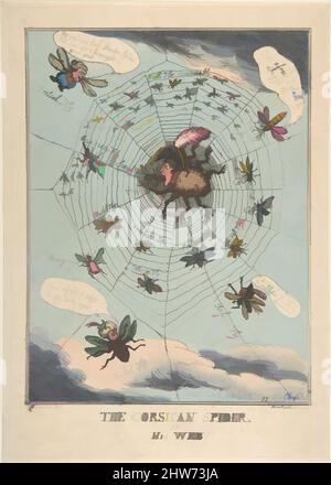 Art inspiré par l'araignée Corse dans son Web!, 12 juillet 1808, gravure en couleur main, feuille : 14 po. × 9 15/16 po (35,6 × 25,3 cm), Prints, Thomas Rowlandson (britannique, Londres 1757–1827 Londres), d'après George Moutard Woodward (britannique, ca. 1760–1809 Londres), Woodward et Rowlandson ici, les œuvres classiques modernisées par Artotop avec une touche de modernité. Formes, couleur et valeur, impact visuel accrocheur sur l'art émotions par la liberté d'œuvres d'art d'une manière contemporaine. Un message intemporel qui cherche une nouvelle direction créative. Artistes qui se tournent vers le support numérique et créent le NFT Artotop Banque D'Images