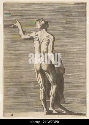 Art inspiré par l'homme Flayed avec la main gauche sur la hanche, tenant la peau dans la main droite, ca. 1531–76, gravure, feuille : 6 x 4 7/16 po. (15,3 x 11,2 cm), Prints, Giulio Bonasone (italien, active Rome et Bologne, 1531–après 1576, œuvres classiques modernisées par Artotop avec une touche de modernité. Formes, couleur et valeur, impact visuel accrocheur sur l'art émotions par la liberté d'œuvres d'art d'une manière contemporaine. Un message intemporel qui cherche une nouvelle direction créative. Artistes qui se tournent vers le support numérique et créent le NFT Artotop Banque D'Images