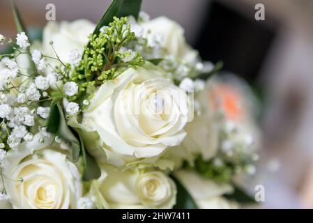Gros plan sur les fleurs et les détails du mariage Banque D'Images