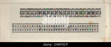 Art inspiré par les motifs de Banknote: Deux bandes de travail de tour ornement, ca. 1824–42, gravure sur un collet de chine, plaque : 7 1/2 x 2 3/8 po. (19 x 6,1 cm), imprimés, associés à Cyrus Durand (américain, 1787–1868, oeuvres classiques modernisées par Artotop avec une touche de modernité. Formes, couleur et valeur, impact visuel accrocheur sur l'art émotions par la liberté d'œuvres d'art d'une manière contemporaine. Un message intemporel qui cherche une nouvelle direction créative. Artistes qui se tournent vers le support numérique et créent le NFT Artotop Banque D'Images