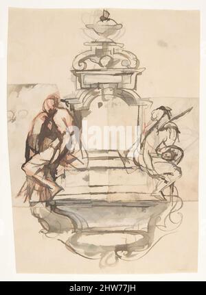 Art inspiré par le design pour un monument sépulchral à deux figures, fin 17th–début 18th siècle, encre stylo et brune, sur craie rouge et noire ou graphite, lavage brun-gris, feuille: 6 7/16 x 4 5/8 po. (16,3 x 11,8 cm), dessins, Pieter Verbruggen le jeune (Flamand, Anvers 1648–1691, oeuvres classiques modernisées par Artotop avec une touche de modernité. Formes, couleur et valeur, impact visuel accrocheur sur l'art émotions par la liberté d'œuvres d'art d'une manière contemporaine. Un message intemporel qui cherche une nouvelle direction créative. Artistes qui se tournent vers le support numérique et créent le NFT Artotop Banque D'Images