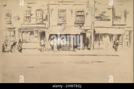 Art inspiré par le Fish Shop, animé Chelsea (Fish Shop, Chelsea), 1886–87, Etching; deuxième état de deux (Glasgow), 5 3/8 x 8 7/16 po. (13,7 x 21,5 cm), Prints, James McNeill Whistler (American, Lowell, Massachusetts 1834–1903 London), après son retour à Londres de Venise, Whistler, les œuvres classiques modernisées par Artotop avec une touche de modernité. Formes, couleur et valeur, impact visuel accrocheur sur l'art émotions par la liberté d'œuvres d'art d'une manière contemporaine. Un message intemporel qui cherche une nouvelle direction créative. Artistes qui se tournent vers le support numérique et créent le NFT Artotop Banque D'Images