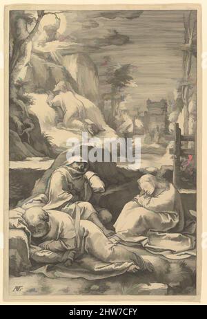 Art inspiré par l'agonie dans le jardin, de la passion du Christ, 1597, gravure, feuille : 8 1/16 x 5 3/8 po. (20,5 x 13,7 cm), Prints, Hendrick Goltzius (Netherlandish, Mühlbracht 1558–1617 Haarlem), entre 1596 et 1598 Goltzius gravé cette série de douze gravures, œuvres classiques modernisées par Artotop avec une touche de modernité. Formes, couleur et valeur, impact visuel accrocheur sur l'art émotions par la liberté d'œuvres d'art d'une manière contemporaine. Un message intemporel qui cherche une nouvelle direction créative. Artistes qui se tournent vers le support numérique et créent le NFT Artotop Banque D'Images