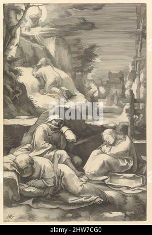 Art inspiré par l'agonie dans le jardin, de la passion du Christ, 1597, gravure, feuille : 7 11/16 × 5 1/16 po. (19,6 × 12,9 cm), Prints, Hendrick Goltzius (Netherlandish, Mühlbracht 1558–1617 Haarlem), entre 1596 et 1598 Goltzius gravé cette série de douze gravures, œuvres classiques modernisées par Artotop avec une touche de modernité. Formes, couleur et valeur, impact visuel accrocheur sur l'art émotions par la liberté d'œuvres d'art d'une manière contemporaine. Un message intemporel qui cherche une nouvelle direction créative. Artistes qui se tournent vers le support numérique et créent le NFT Artotop Banque D'Images