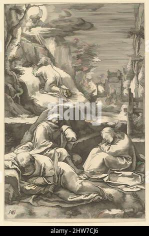 Art inspiré par l'agonie dans le jardin, de la passion du Christ, ca. 1598–1617, gravure, feuille : 7 3/4 × 5 1/16 po. (19,7 × 12,9 cm), Prints, Anonyme, d'après Hendrick Goltzius (Netherlandish, Mühlbracht 1558–1617 Haarlem, oeuvres classiques modernisées par Artotop avec une touche de modernité. Formes, couleur et valeur, impact visuel accrocheur sur l'art émotions par la liberté d'œuvres d'art d'une manière contemporaine. Un message intemporel qui cherche une nouvelle direction créative. Artistes qui se tournent vers le support numérique et créent le NFT Artotop Banque D'Images