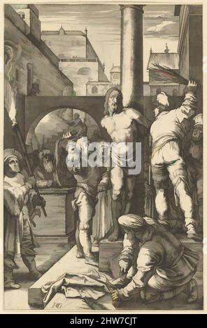 Art inspiré par la flagellation, de la passion du Christ, ca. 1598–1617, gravure, feuille : 7 11/16 × 4 15/16 po. (19,5 × 12,6 cm), Prints, Anonyme, d'après Hendrick Goltzius (Netherlandish, Mühlbracht 1558–1617 Haarlem, oeuvres classiques modernisées par Artotop avec une touche de modernité. Formes, couleur et valeur, impact visuel accrocheur sur l'art émotions par la liberté d'œuvres d'art d'une manière contemporaine. Un message intemporel qui cherche une nouvelle direction créative. Artistes qui se tournent vers le support numérique et créent le NFT Artotop Banque D'Images