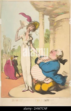 Art inspiré par la consommation de courting de Dropsy, 25 octobre 1810, gravure en couleur main, feuille : 13 3/8 x 9 1/16 po. (33,9 x 23 cm), Prints, Thomas Rowlandson (British, London 1757–1827 London, Classic œuvres modernisées par Artotop avec une touche de modernité. Formes, couleur et valeur, impact visuel accrocheur sur l'art émotions par la liberté d'œuvres d'art d'une manière contemporaine. Un message intemporel qui cherche une nouvelle direction créative. Artistes qui se tournent vers le support numérique et créent le NFT Artotop Banque D'Images