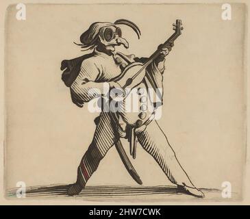 Art inspiré par le Comédien Masqué Jouant de la Guitare (le comédien masqué jouant la guitare), de la variante Gobbi, suite appelée aussi les Bossus, les Pygmées, les nains Grotesques (diverses figures de Hunchbacks, les Pygmes, les Dwarfs grotesques), 1616–22, Gravure, œuvres classiques modernisées par Artotop avec une touche de modernité. Formes, couleur et valeur, impact visuel accrocheur sur l'art émotions par la liberté d'œuvres d'art d'une manière contemporaine. Un message intemporel qui cherche une nouvelle direction créative. Artistes qui se tournent vers le support numérique et créent le NFT Artotop Banque D'Images