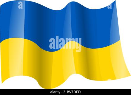 Drapeau ukrainien agité isolé sur fond blanc, illustration vectorielle Illustration de Vecteur