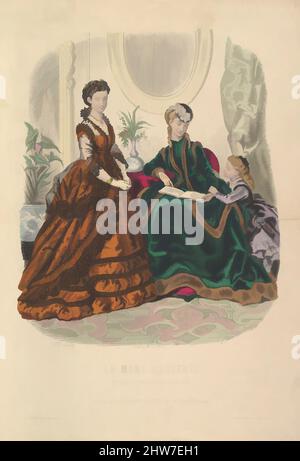 Art inspiré du n° 51 de la mode illustré, 1869, lithographie couleur main, feuille: 14 7/8 x 10 9/16 po. (37,8 x 26,9 cm), estampes, Adèle-Anaïs Toudouze (Français, Paris 1822–1899 Paris, oeuvres classiques modernisées par Artotop avec une touche de modernité. Formes, couleur et valeur, impact visuel accrocheur sur l'art émotions par la liberté d'œuvres d'art d'une manière contemporaine. Un message intemporel qui cherche une nouvelle direction créative. Artistes qui se tournent vers le support numérique et créent le NFT Artotop Banque D'Images