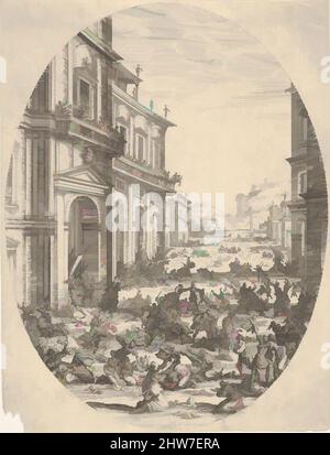 Art inspiré par le massacre des innocents, avec façades architecturales à gauche et à droite, une composition ovale, 17th siècle, Etching; premier état de deux, feuille: 5 5/16 x 4 1/8 po. (13,5 x 10,4 cm), estampes, Jacques Callot (français, Nancy 1592–1635 Nancy, œuvres classiques modernisées par Artotop avec une touche de modernité. Formes, couleur et valeur, impact visuel accrocheur sur l'art émotions par la liberté d'œuvres d'art d'une manière contemporaine. Un message intemporel qui cherche une nouvelle direction créative. Artistes qui se tournent vers le support numérique et créent le NFT Artotop Banque D'Images