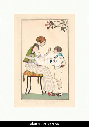 Art inspiré par le chemisier japonais, de costumes Parisiens, 1913, illustration de procédé commercial couleur main (pochoeur), feuille : 8 11/16 x 5 7/16 po. (22 x 13,8 cm), George Barbier (français, Nantes 1882–1932 Paris, oeuvres classiques modernisées par Artotop avec une touche de modernité. Formes, couleur et valeur, impact visuel accrocheur sur l'art émotions par la liberté d'œuvres d'art d'une manière contemporaine. Un message intemporel qui cherche une nouvelle direction créative. Artistes qui se tournent vers le support numérique et créent le NFT Artotop Banque D'Images