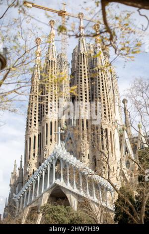 Célèbre basilique de la Sagrada Familia conçue par l'architecte catalan Antoni Gaudi à Barcelone, Espagne Banque D'Images