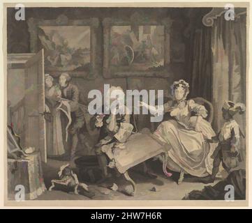 Art inspiré par Le progrès D'Un Harlot, planche 2, avant avril 1732, gravure et gravure; premier état de quatre, feuille: 12 7/16 x 14 15/16 po. (31,6 x 37,9 cm), Prints, William Hogarth (Britannique, Londres 1697–1764 Londres, œuvres classiques modernisées par Artotop avec une touche de modernité. Formes, couleur et valeur, impact visuel accrocheur sur l'art émotions par la liberté d'œuvres d'art d'une manière contemporaine. Un message intemporel qui cherche une nouvelle direction créative. Artistes qui se tournent vers le support numérique et créent le NFT Artotop Banque D'Images