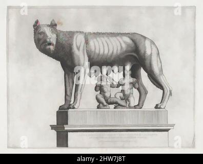 Art inspiré par Speculum Romanae Magnificatiae : Romulus et Remus, 1552, gravure, feuille : 13 3/4 x 18 7/8 po. (35 x 48 cm), Prints, Anonyme, oeuvres classiques modernisées par Artotop avec une touche de modernité. Formes, couleur et valeur, impact visuel accrocheur sur l'art émotions par la liberté d'œuvres d'art d'une manière contemporaine. Un message intemporel qui cherche une nouvelle direction créative. Artistes qui se tournent vers le support numérique et créent le NFT Artotop Banque D'Images