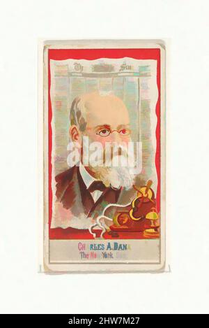 Art inspiré par Charles A. Dana, The New York Sun, de la série des éditeurs américains (N1) pour Allen & Ginter cigarettes Brands, 1887, lithographie couleur commerciale, feuille : 2 3/4 x 1 1/2 po. (7 x 3,8 cm), cartes professionnelles de la série "American Editors" (N1), émises en 1887 dans une série de 50, oeuvres classiques modernisées par Artotop avec un peu de modernité. Formes, couleur et valeur, impact visuel accrocheur sur l'art émotions par la liberté d'œuvres d'art d'une manière contemporaine. Un message intemporel qui cherche une nouvelle direction créative. Artistes qui se tournent vers le support numérique et créent le NFT Artotop Banque D'Images