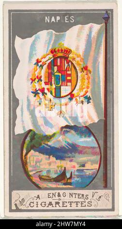 Art inspiré de Naples, de la série City Flags (N6) pour Allen & Ginter cigarettes Brands, 1887, lithographie couleur commerciale, feuille : 2 3/4 x 1 1/2 po. (7 x 3,8 cm), cartes professionnelles de la série « City Flags » (N6), émises en 1887 dans une série de 50 cartes pour promouvoir Allen & Ginter Brand, les œuvres classiques modernisées par Artotop avec une touche de modernité. Formes, couleur et valeur, impact visuel accrocheur sur l'art émotions par la liberté d'œuvres d'art d'une manière contemporaine. Un message intemporel qui cherche une nouvelle direction créative. Artistes qui se tournent vers le support numérique et créent le NFT Artotop Banque D'Images