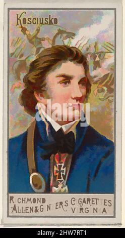 Art inspiré par Andrzej Tadeusz Bonawentura Kosciuszko, de la série des grands généraux (N15) pour Allen & Ginter cigarettes Brands, 1888, lithographie couleur commerciale, feuille : 2 3/4 x 1 1/2 po. (7 x 3,8 cm), cartes professionnelles de la série "Grands généraux" (N15), émises en 1888 dans un ensemble de 50, œuvres classiques modernisées par Artotop avec un peu de modernité. Formes, couleur et valeur, impact visuel accrocheur sur l'art émotions par la liberté d'œuvres d'art d'une manière contemporaine. Un message intemporel qui cherche une nouvelle direction créative. Artistes qui se tournent vers le support numérique et créent le NFT Artotop Banque D'Images