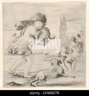 Art inspiré par enfant portant un chien sur son épaule, marchant vers la droite, un autre chien courant à droite, une femme avec deux enfants à droite dans le fond, ca. 1660–64, Décapage, feuille : 5 3/8 x 5 1/4 po. (13,7 x 13,4 cm), Prints, Stefano della Bella (Italien, oeuvres classiques modernisées par Artotop avec une touche de modernité. Formes, couleur et valeur, impact visuel accrocheur sur l'art émotions par la liberté d'œuvres d'art d'une manière contemporaine. Un message intemporel qui cherche une nouvelle direction créative. Artistes qui se tournent vers le support numérique et créent le NFT Artotop Banque D'Images