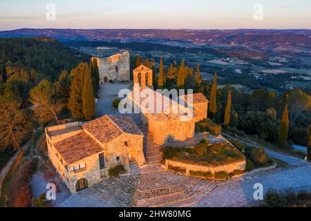 10th siècle église préromaine Santa Maria Gracia à Tossa de Montbui, province de Barcelone Catalogne Espagne Banque D'Images