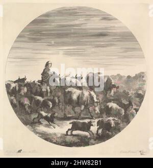 Art inspiré par Une paysanne assise sur un cheval à gauche, face à droite, entourée d'un troupeau de vaches, chèvres, moutons, et chiens, une composition ronde, De 'six sujets d'animals' (six sous-jets d'animales), ca. 1643–48, Décapage, feuille : 8 11/16 x 11 3/4 po. (22 x 29,8 cm), Prints, Stefano, oeuvres classiques modernisées par Artotop avec une touche de modernité. Formes, couleur et valeur, impact visuel accrocheur sur l'art émotions par la liberté d'œuvres d'art d'une manière contemporaine. Un message intemporel qui cherche une nouvelle direction créative. Artistes qui se tournent vers le support numérique et créent le NFT Artotop Banque D'Images