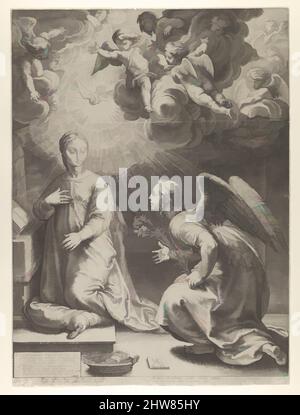 Art inspiré par l'Annonciation de la naissance et du début de la vie du Christ, 1594, gravure, feuille : 18 15/16 x 14 po. (48,1 x 35,5 cm), Prints, Hendrick Goltzius (Netherlandish, Mühlbracht 1558–1617 Haarlem, œuvres classiques modernisées par Artotop avec une touche de modernité. Formes, couleur et valeur, impact visuel accrocheur sur l'art émotions par la liberté d'œuvres d'art d'une manière contemporaine. Un message intemporel qui cherche une nouvelle direction créative. Artistes qui se tournent vers le support numérique et créent le NFT Artotop Banque D'Images