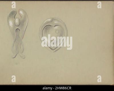 Art inspiré par deux bijoux en argent, 1899, Graphite et gouache, feuille: 3 1/2 x 5 po. (8,9 x 12,7 cm), Edgar Gilstrap Simpson (britannique, 1867–1945 (présumé)), deux dessins pour des bijoux en argent, éventuellement des broches ou les bouts de stickpins. Le design à gauche est en forme, les œuvres classiques modernisées par Artotop avec une touche de modernité. Formes, couleur et valeur, impact visuel accrocheur sur l'art émotions par la liberté d'œuvres d'art d'une manière contemporaine. Un message intemporel qui cherche une nouvelle direction créative. Artistes qui se tournent vers le support numérique et créent le NFT Artotop Banque D'Images