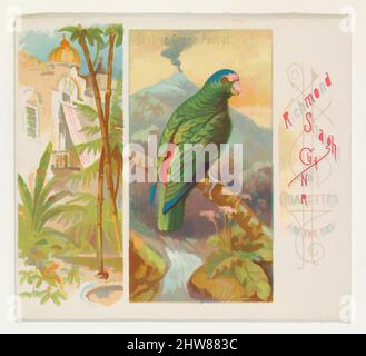 Art inspiré par le perroquet vert festif, de la série Birds of the Tropics (N38) pour cigarettes Allen & Ginter, 1889, lithographie couleur commerciale, feuille : 2 7/8 x 3 1/4 po. (7,3 x 8,3 cm), cartes professionnelles de la série "oiseaux des Tropiques" (N38), émises en 1889 dans un ensemble de 50 cartes à, oeuvres classiques modernisées par Artotop avec un peu de modernité. Formes, couleur et valeur, impact visuel accrocheur sur l'art émotions par la liberté d'œuvres d'art d'une manière contemporaine. Un message intemporel qui cherche une nouvelle direction créative. Artistes qui se tournent vers le support numérique et créent le NFT Artotop Banque D'Images