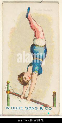 Art inspiré par Giant Swing, de la série d'exercices de gymnastique (N77) pour les cigarettes de marque Duke, 1887, lithographie couleur commerciale, feuille: 2 3/4 x 1 1/2 po. (7 x 3,8 cm), cartes professionnelles de la série "exercices de gymnastique" (N77), émises dans un ensemble de 25 cartes en 1887 pour promouvoir W. Duke, œuvres classiques modernisées par Artotop avec un peu de modernité. Formes, couleur et valeur, impact visuel accrocheur sur l'art émotions par la liberté d'œuvres d'art d'une manière contemporaine. Un message intemporel qui cherche une nouvelle direction créative. Artistes qui se tournent vers le support numérique et créent le NFT Artotop Banque D'Images