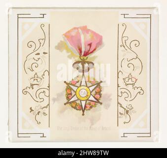 Art inspiré par l'ordre impérial de la Rose du Brésil, de la série de décorations du monde (N44) pour cigarettes Allen & Ginter, 1890, lithographie couleur commerciale, feuille : 2 7/8 x 3 1/4 po. (7,3 x 8,3 cm), cartes professionnelles de la série 'Décoration du monde' (N44), émises en 1890 dans un, œuvres classiques modernisées par Artotop avec un peu de modernité. Formes, couleur et valeur, impact visuel accrocheur sur l'art émotions par la liberté d'œuvres d'art d'une manière contemporaine. Un message intemporel qui cherche une nouvelle direction créative. Artistes qui se tournent vers le support numérique et créent le NFT Artotop Banque D'Images