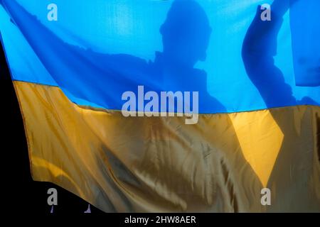 Rome, Italie. 04th mars 2022. Italie, Rome, 4 mars 2022 : manifestation pour la paix. La communauté de Sant'Egidio organise une flashmob contre la guerre en Ukraine photo Remo Casilli/Sintesi/Alamy Live News Banque D'Images