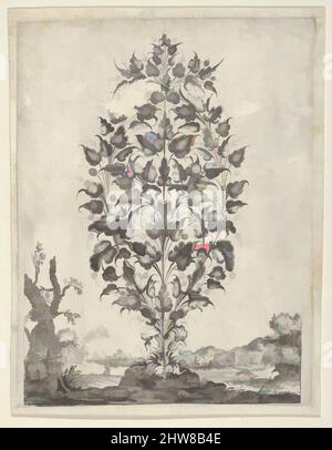 Art inspiré par le bouquet de Goldsmith, de Newes Lauberbuechlein, 1628–66, gravure, feuille : 6 × 4 5/16 po. (15,3 × 11 cm), Peter Aubry II (allemand, 1610–1666), d'après Gédéon Légaré (français, 1615–1676) (?), arrangement floral décoratif en forme de goutte d'eau au centre. À gauche, une figure, les œuvres classiques modernisées par Artotop avec une touche de modernité. Formes, couleur et valeur, impact visuel accrocheur sur l'art émotions par la liberté d'œuvres d'art d'une manière contemporaine. Un message intemporel qui cherche une nouvelle direction créative. Artistes qui se tournent vers le support numérique et créent le NFT Artotop Banque D'Images