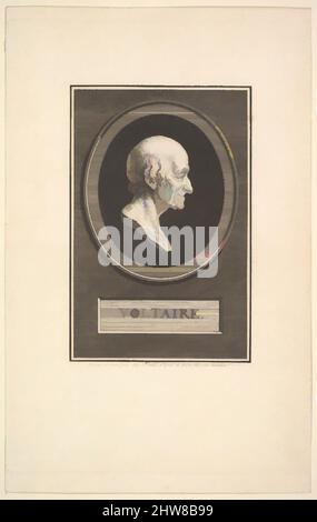 Art inspiré par Portrait de Voltaire, 1801, gravure et gravure; troisième état de trois (Bocher), feuille: 9 3/16 × 5 13/16 po. (23,3 × 14,8 cm), estampes, Augustin de Saint-Aubin (français, Paris 1736–1807 Paris), d'après Jean Antoine Houdon (français, Versailles 1741–1828 Paris, oeuvres classiques modernisées par Artotop avec une touche de modernité. Formes, couleur et valeur, impact visuel accrocheur sur l'art émotions par la liberté d'œuvres d'art d'une manière contemporaine. Un message intemporel qui cherche une nouvelle direction créative. Artistes qui se tournent vers le support numérique et créent le NFT Artotop Banque D'Images