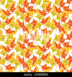 Magnifique fond sans couture de feuilles d'érable d'automne. Illustration dessinée à la main Illustration de Vecteur