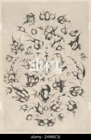 Art inspiré par le bouquet Goldsmiths, de Livre de Toutes Sorte de feuilles pour Servir a l'Art d'Orfeburie, 1627, gravure, feuille : 9 13/16 × 7 1/16 po. (24,9 × 17,9 cm), Jacques Cailard (français, 17th siècle), publié par Isaac Briot (français, Damblain 1585–1670 Paris), Goldsmiths, oeuvres classiques modernisées par Artotop avec un peu de modernité. Formes, couleur et valeur, impact visuel accrocheur sur l'art émotions par la liberté d'œuvres d'art d'une manière contemporaine. Un message intemporel qui cherche une nouvelle direction créative. Artistes qui se tournent vers le support numérique et créent le NFT Artotop Banque D'Images