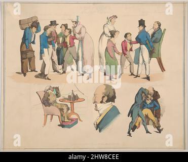 Art inspiré par les symptômes d'un premier voyage, 1822, gravure en Softground, couleur main, feuille : 8 5/16 × 10 7/16 po. (21,1 × 26,5 cm), Prints, Henry Thomas Alken (Britannique, Londres 1785–1851 Londres, œuvres classiques modernisées par Artotop avec une touche de modernité. Formes, couleur et valeur, impact visuel accrocheur sur l'art émotions par la liberté d'œuvres d'art d'une manière contemporaine. Un message intemporel qui cherche une nouvelle direction créative. Artistes qui se tournent vers le support numérique et créent le NFT Artotop Banque D'Images