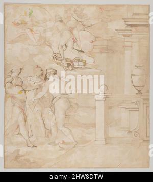 Art inspiré par Tapestry Design avec Vénus à la recherche de l'aide de Juno, Ceres et Jupiter, 1555–65, encre stylo et brune, partiellement sur craie noire avec un lavage gris-brun, feuille: 11 15/16 × 10 9/16 po. (30,4 × 26,9 cm), Giovanni Battista Castello, appelé il Bergamasco (Italien, Gandino 1509–, oeuvres classiques modernisées par Artotop avec une touche de modernité. Formes, couleur et valeur, impact visuel accrocheur sur l'art émotions par la liberté d'œuvres d'art d'une manière contemporaine. Un message intemporel qui cherche une nouvelle direction créative. Artistes qui se tournent vers le support numérique et créent le NFT Artotop Banque D'Images