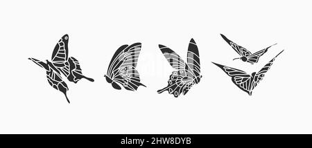 Dessin à la main vecteur résumé stock plat graphique illustrations collection ensemble avec éléments de logo, bohème ligne magique silhouette art de mystique Illustration de Vecteur