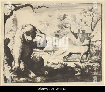 L'art inspiré par Renard fait plaisir à l'ours de Hendrick van Alcmar Renard The Fox, 1650–75, gravure; troisième état de quatre, plaque: 3 3/4 × 4 5/8 po. (9,5 × 11,7 cm), estampes, Allart van Everdingen (néerlandais, Alkmaar 1621–1675 Amsterdam, œuvres classiques modernisées par Artotop avec une touche de modernité. Formes, couleur et valeur, impact visuel accrocheur sur l'art émotions par la liberté d'œuvres d'art d'une manière contemporaine. Un message intemporel qui cherche une nouvelle direction créative. Artistes qui se tournent vers le support numérique et créent le NFT Artotop Banque D'Images