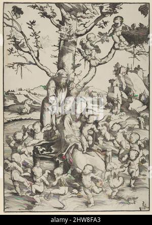 Art inspiré par le reste du vol en Égypte, avec des anges dansants, Woodblock, feuille : 13 5/16 × 9 3/8 po. (33,8 × 23,8 cm), Prints, Lucas Cranach The Elder (Allemand, Kronach 1472–1553 Weimar, oeuvres classiques modernisées par Artotop avec une touche de modernité. Formes, couleur et valeur, impact visuel accrocheur sur l'art émotions par la liberté d'œuvres d'art d'une manière contemporaine. Un message intemporel qui cherche une nouvelle direction créative. Artistes qui se tournent vers le support numérique et créent le NFT Artotop Banque D'Images