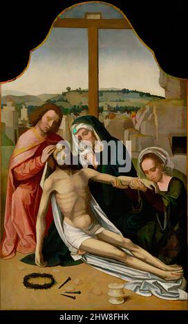Art inspiré par la Lamentation, peut-être ca. 1520–25, huile sur toile, transférée du bois, partie supérieure en forme de forme, 36 x 22 1/8 po. (91,4 x 56,2 cm), peintures, Ambrosius Benson (Netherlandish, Lombardie (?), actif par 1519–mort 1550 Bruges, oeuvres classiques modernisées par Artotop avec une touche de modernité. Formes, couleur et valeur, impact visuel accrocheur sur l'art émotions par la liberté d'œuvres d'art d'une manière contemporaine. Un message intemporel qui cherche une nouvelle direction créative. Artistes qui se tournent vers le support numérique et créent le NFT Artotop Banque D'Images