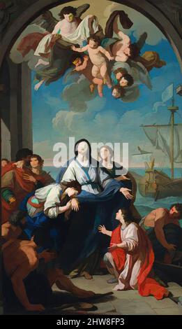 Art inspiré par le départ des saints Paula et Eustache pour la Terre Sainte, huile sur toile, 38 3/4 x 22 1/2 po. (98,4 x 57,2 cm), les peintures, Giuseppe Bottani (italien, Cremona 1717–1784 Mantoue), le romane Saint Eustache et sa mère Paula étaient des disciples de Saint, des œuvres classiques modernisées par Artotop avec une touche de modernité. Formes, couleur et valeur, impact visuel accrocheur sur l'art émotions par la liberté d'œuvres d'art d'une manière contemporaine. Un message intemporel qui cherche une nouvelle direction créative. Artistes qui se tournent vers le support numérique et créent le NFT Artotop Banque D'Images