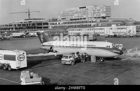 Gatwick début 1970s avec British Caledonian bac-111 en premier plan Banque D'Images