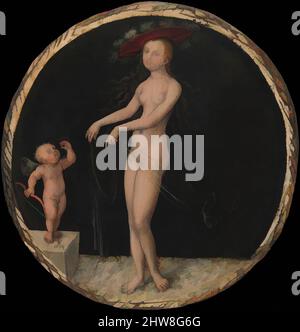 Art inspiré par Vénus et Cupid, ca. 1525–27, huile sur bois, diamètre 4 3/4 po. (12,1 cm), peintures, Lucas Cranach l'aîné (allemand, Kronach 1472–1553 Weimar), Cranach a souvent traité le thème de Vénus et Cupid, mais ce panneau excellemment conservé est la seule version en format rond, les œuvres classiques modernisées par Artotop avec une touche de modernité. Formes, couleur et valeur, impact visuel accrocheur sur l'art émotions par la liberté d'œuvres d'art d'une manière contemporaine. Un message intemporel qui cherche une nouvelle direction créative. Artistes qui se tournent vers le support numérique et créent le NFT Artotop Banque D'Images