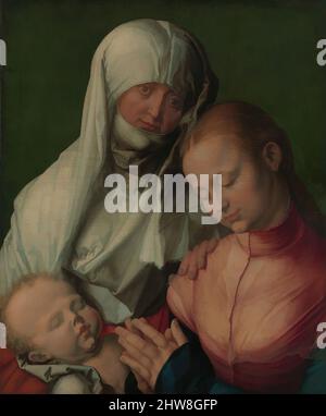 Art inspiré par la Vierge à l'enfant avec Sainte Anne, probablement 1519, huile sur linden, 23 5/8 x 19 5/8 po. (60 x 49,8 cm), peintures, Albrecht Dürer (allemand, Nuremberg, 1471–1528 Nuremberg), cette peinture dévotionnelle hantante dépeint Sainte Anne, particulièrement vénérée en Allemagne, avec des œuvres classiques modernisées par Artotop avec une touche de modernité. Formes, couleur et valeur, impact visuel accrocheur sur l'art émotions par la liberté d'œuvres d'art d'une manière contemporaine. Un message intemporel qui cherche une nouvelle direction créative. Artistes qui se tournent vers le support numérique et créent le NFT Artotop Banque D'Images