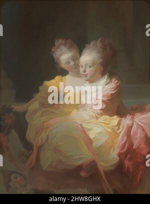 Art inspiré par les deux Sœurs, ca. 1769–70, huile sur toile, 28 1/4 x 22 in. (71,8 x 55,9 cm), peintures, Jean Honoré Fragonard (français, Grasse 1732–1806 Paris), cette photo doit dater de la fin de 1760s et a été gravée avec le titre 'les jeunes Sœurs' ou 'les jeunes Sœurs'. Alors que, Classic œuvres modernisées par Artotop avec un peu de modernité. Formes, couleur et valeur, impact visuel accrocheur sur l'art émotions par la liberté d'œuvres d'art d'une manière contemporaine. Un message intemporel qui cherche une nouvelle direction créative. Artistes qui se tournent vers le support numérique et créent le NFT Artotop Banque D'Images