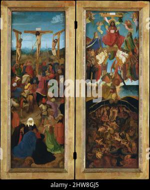 Art inspiré par la Crucifixion; le jugement dernier, ca. 1440–41, huile sur toile, transférée du bois, 22 1/4 x 7 2/3 po chacun (56,5 x 19,7 cm), peintures, Jan van Eyck (Netherlandish, Maaseik ca. 1390–1441 Bruges) et Philip le Good, duc de Bourgogne, a écrit dans, des œuvres classiques modernisées par Artotop avec une touche de modernité. Formes, couleur et valeur, impact visuel accrocheur sur l'art émotions par la liberté d'œuvres d'art d'une manière contemporaine. Un message intemporel qui cherche une nouvelle direction créative. Artistes qui se tournent vers le support numérique et créent le NFT Artotop Banque D'Images