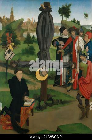 Art inspiré par la Crucifixion de Saint Pierre avec un donneur; la légende de Saint Anthony Abbé avec un donneur; l'Annonciation, huile sur bois, chacun 45 x 31 po. (114,3 x 78,7 cm), peintures, artiste-peintre français du Nord (env. 1450), ces deux panneaux imposants auraient flanqué un tableau central, les œuvres classiques modernisées par Artotop avec une touche de modernité. Formes, couleur et valeur, impact visuel accrocheur sur l'art émotions par la liberté d'œuvres d'art d'une manière contemporaine. Un message intemporel qui cherche une nouvelle direction créative. Artistes qui se tournent vers le support numérique et créent le NFT Artotop Banque D'Images